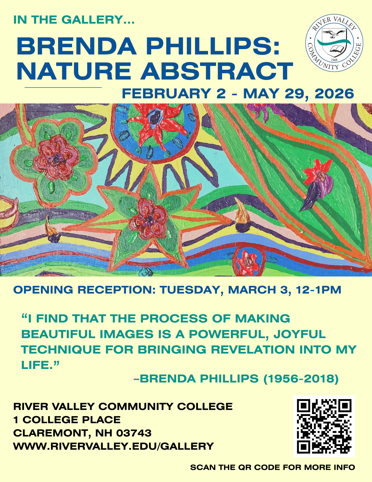 colorful poster for the Brenda Phillips Art Exhibit
